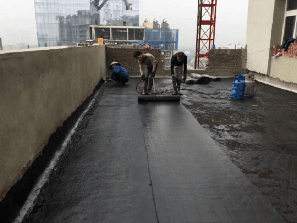 thi công màng chống thấm khò nóng bitushape 3mm